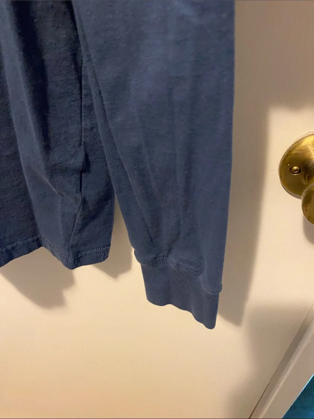 The North Face Blue Long Sleeve Logo Tee with White Print